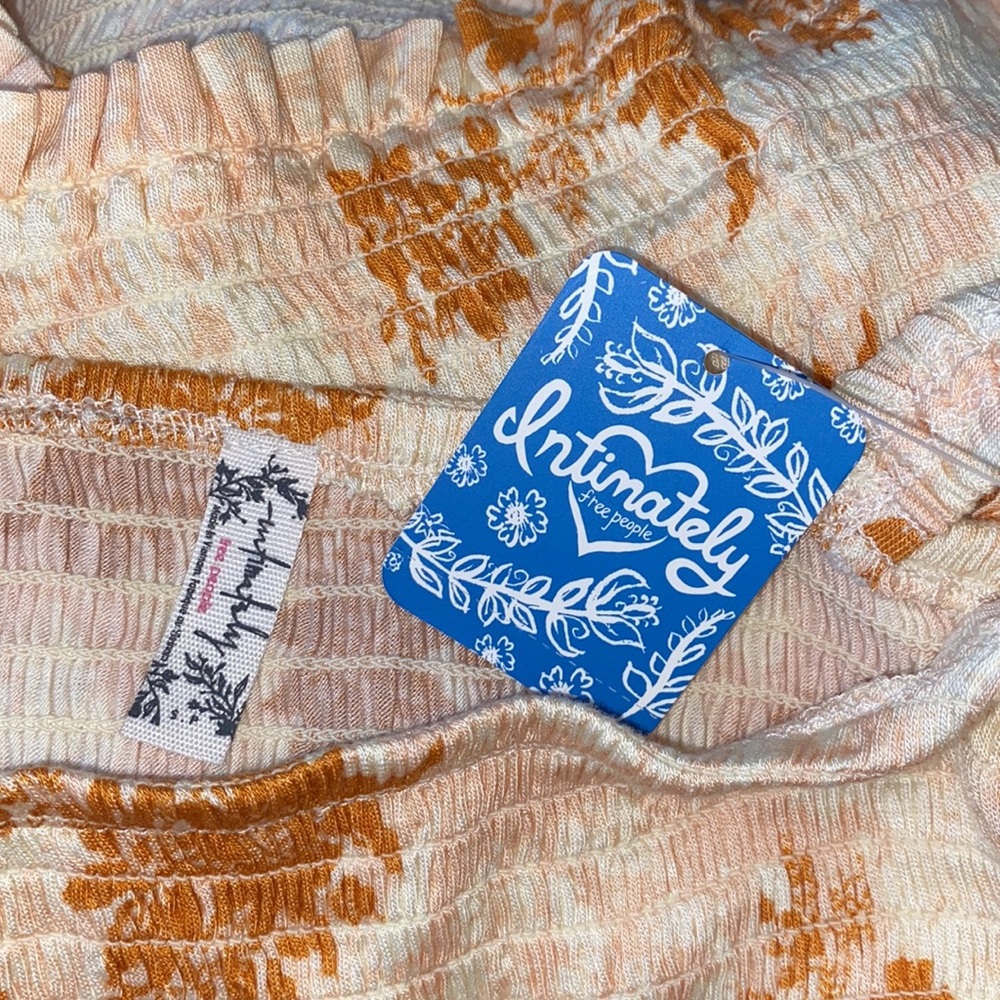 Free People Intimately Rust Floral Print Smocked Tank Top - Picture 9 of 11